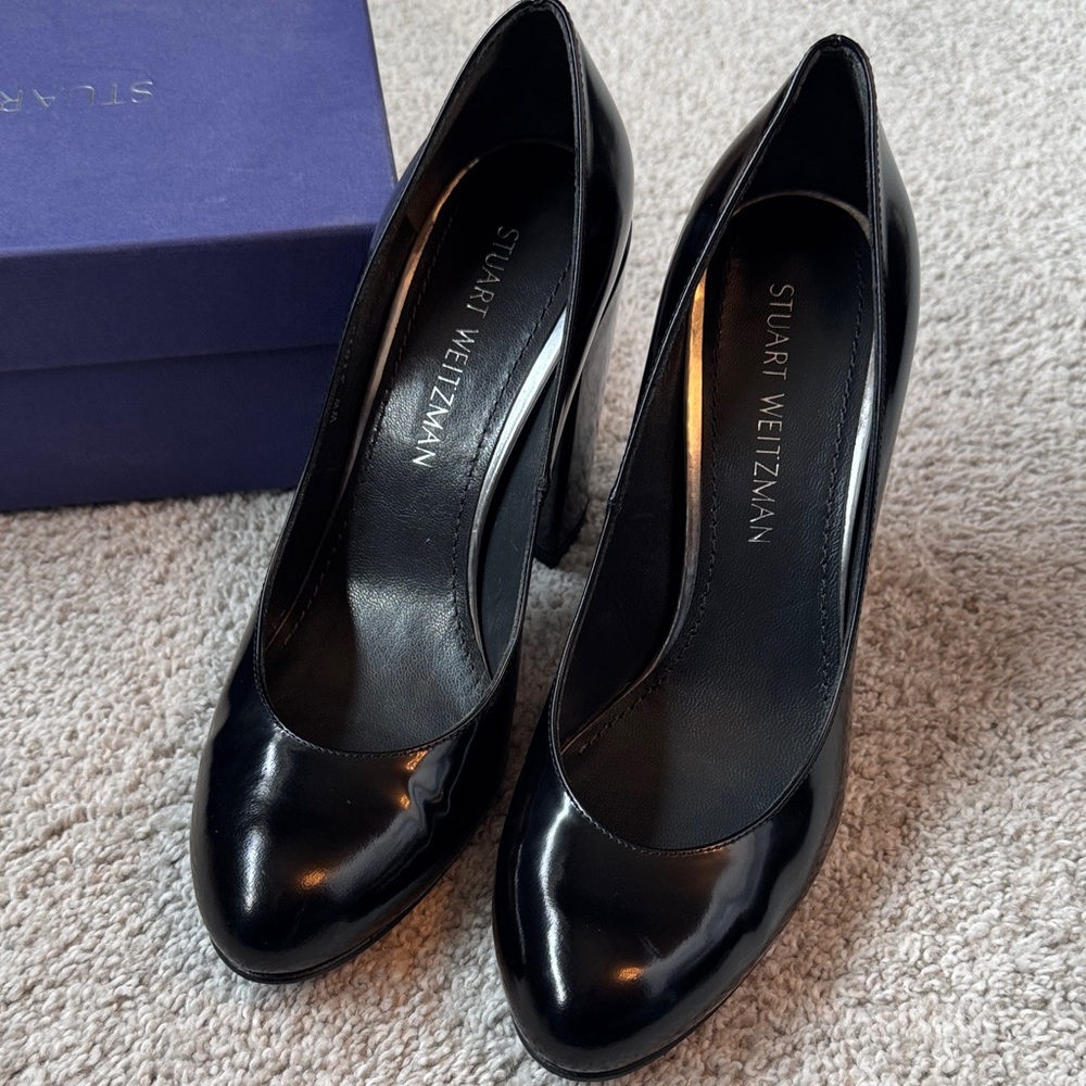 Stuart Weitzman Glossy Black Heels
